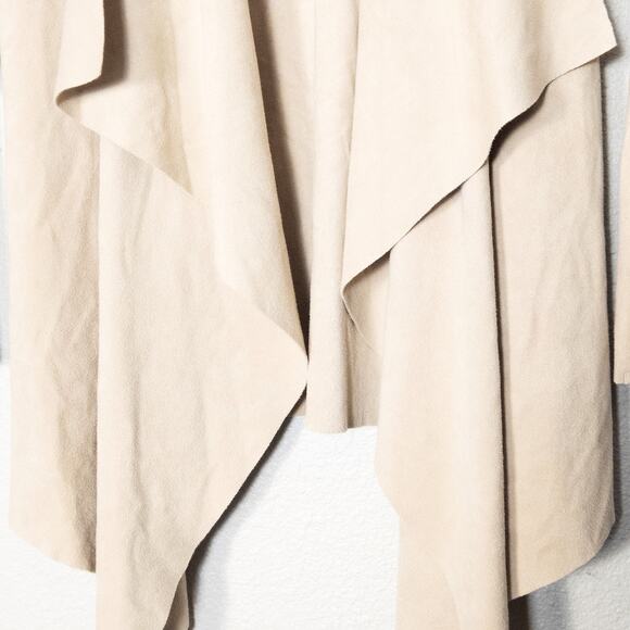Soft Surroundings Draped Cardigan Beige Faux Suede Size XS Minimalist - Picture 5 of 8